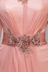 Grecian Goddess Pink Strapped Formal Prom Dress | G2012