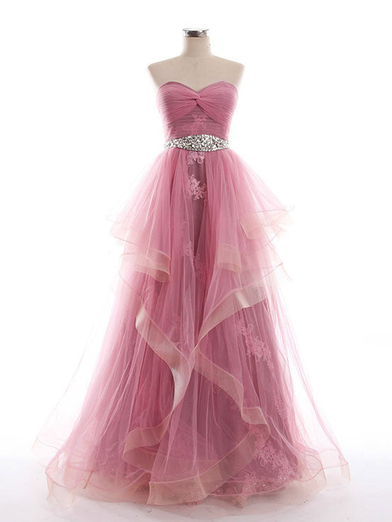 Purple Tulle Strapless Prom Pageant Evening Dress G2017