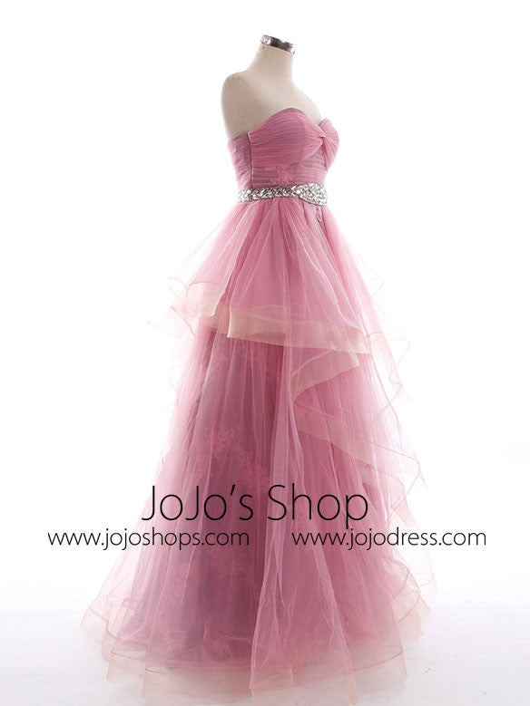 Purple Tulle Strapless Prom Pageant Evening Dress G2017