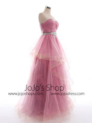 Purple Tulle Strapless Prom Pageant Evening Dress G2017