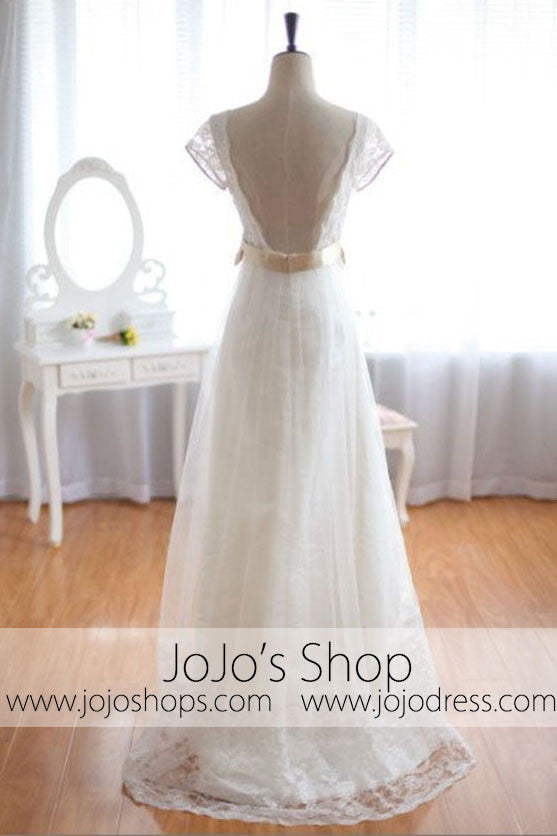 Low Back Vintage Wedding Dress Empire Waist Wedding Dress | G8002 Size 2 / White Low Back Vintage Wedding Dress Empire Waist Wedding Dress | G8002 Size 2 / White