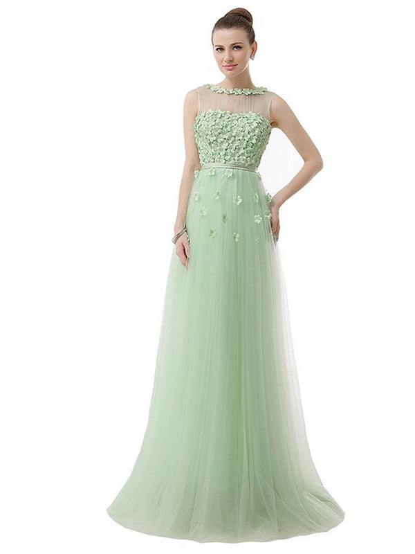 Green Tulle Formal Prom Bridesmaid Evening Dress | DV2085