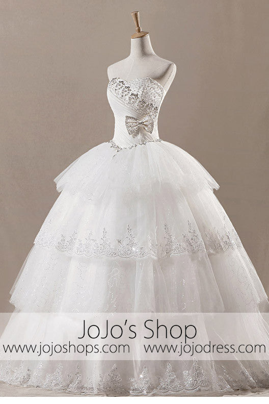 Strapless Ball Gown Tiered Wedding Dress H1048