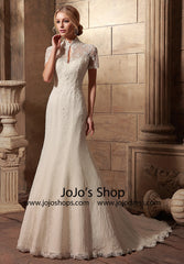 Vintage Style Short Sleeves Lace Dress