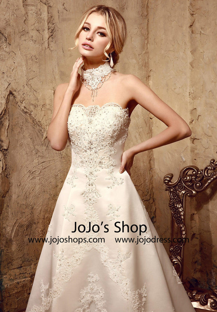 Vintage Style Lace Ball Gown Dress | HL1008
