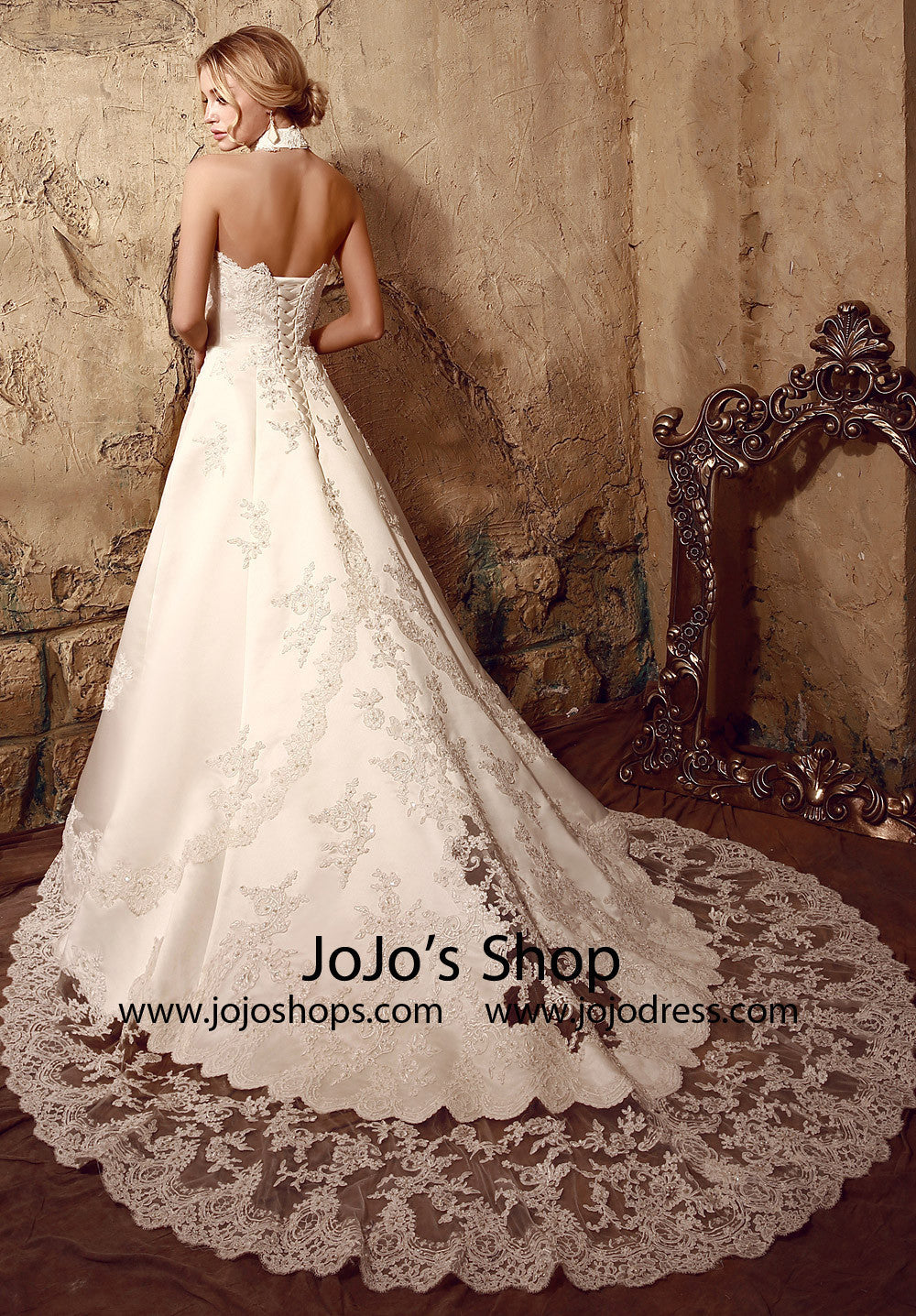 Vintage Style Lace Ball Gown Dress | HL1008