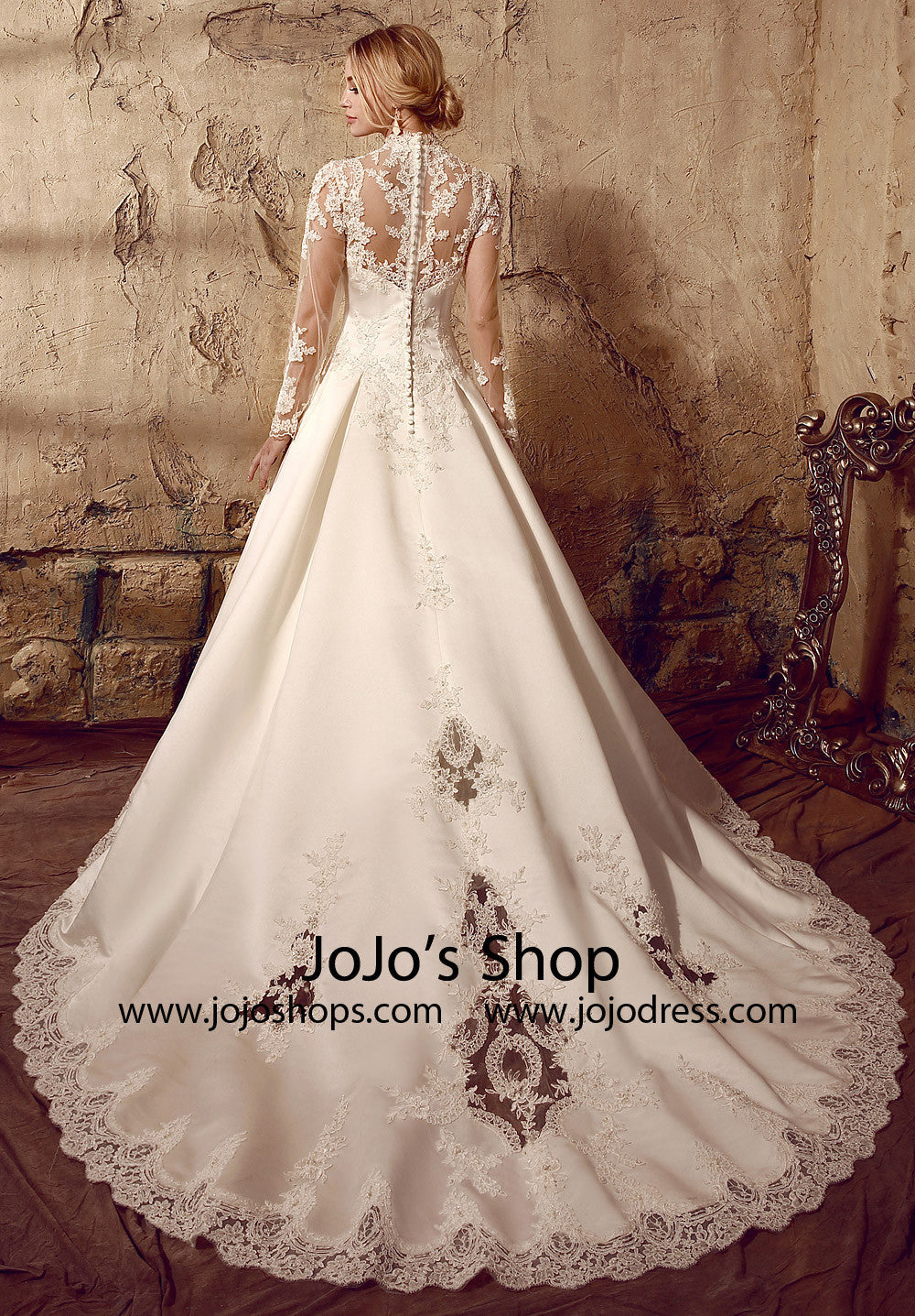 Long Sleeves Victorian Style Modest Lace Dress | HL1009