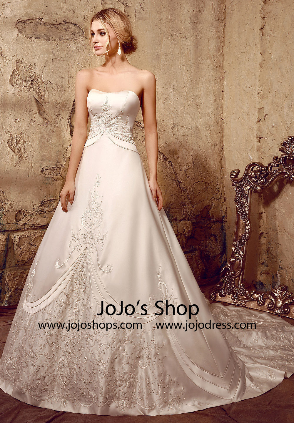 Strapless Embroidered Princess A-line Dress | HL1011