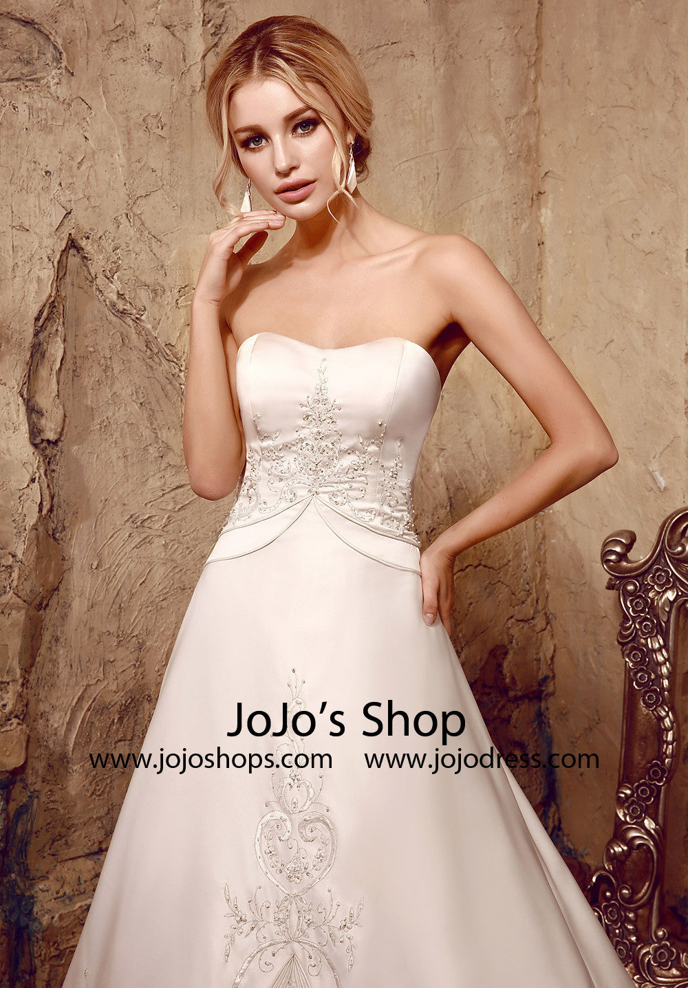 Strapless Embroidered Princess A-line Dress | HL1011