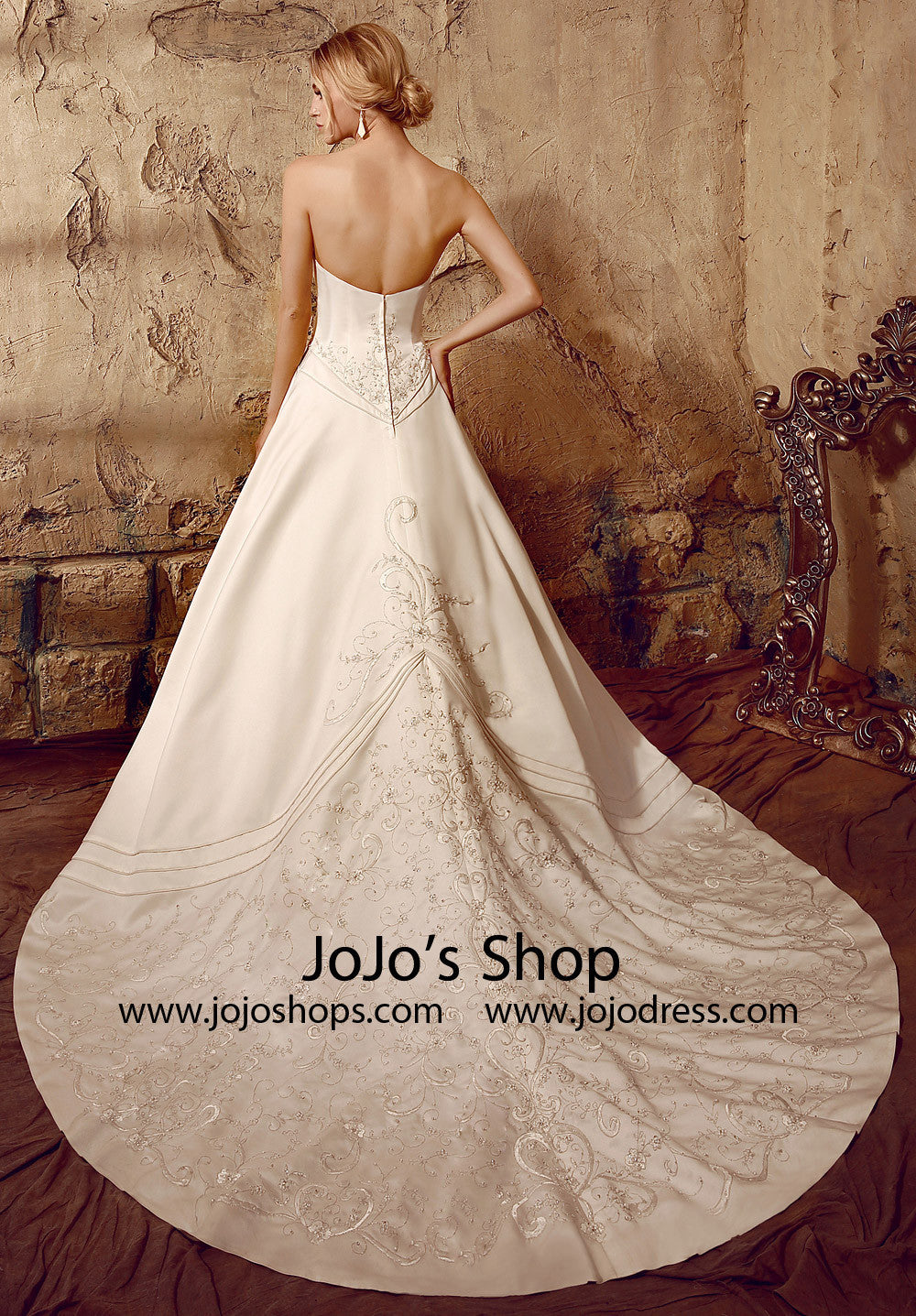 Strapless Embroidered Princess A-line Dress | HL1011