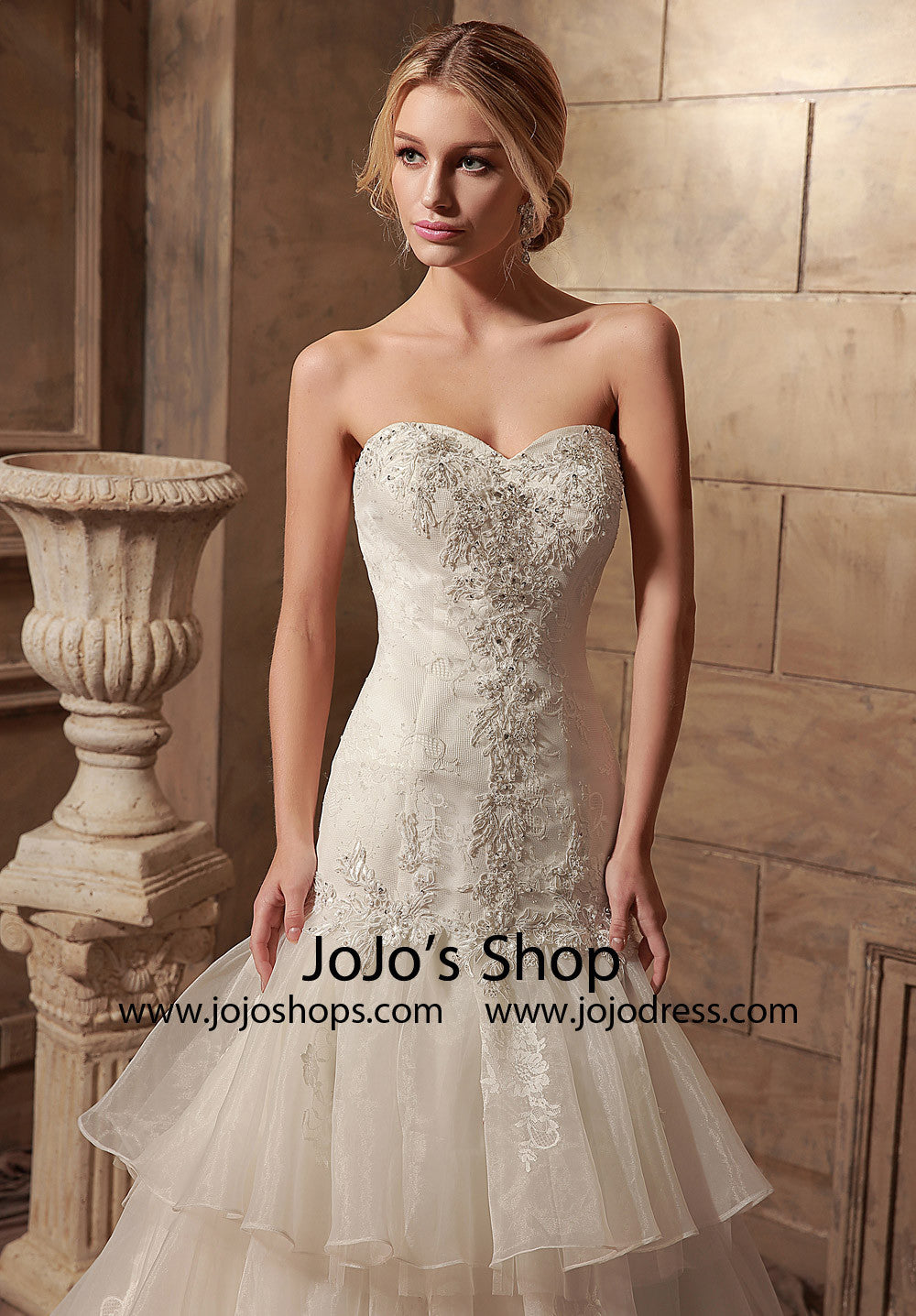 Strapless Fit and Flare Dress with Tiered Skirt | HL1015