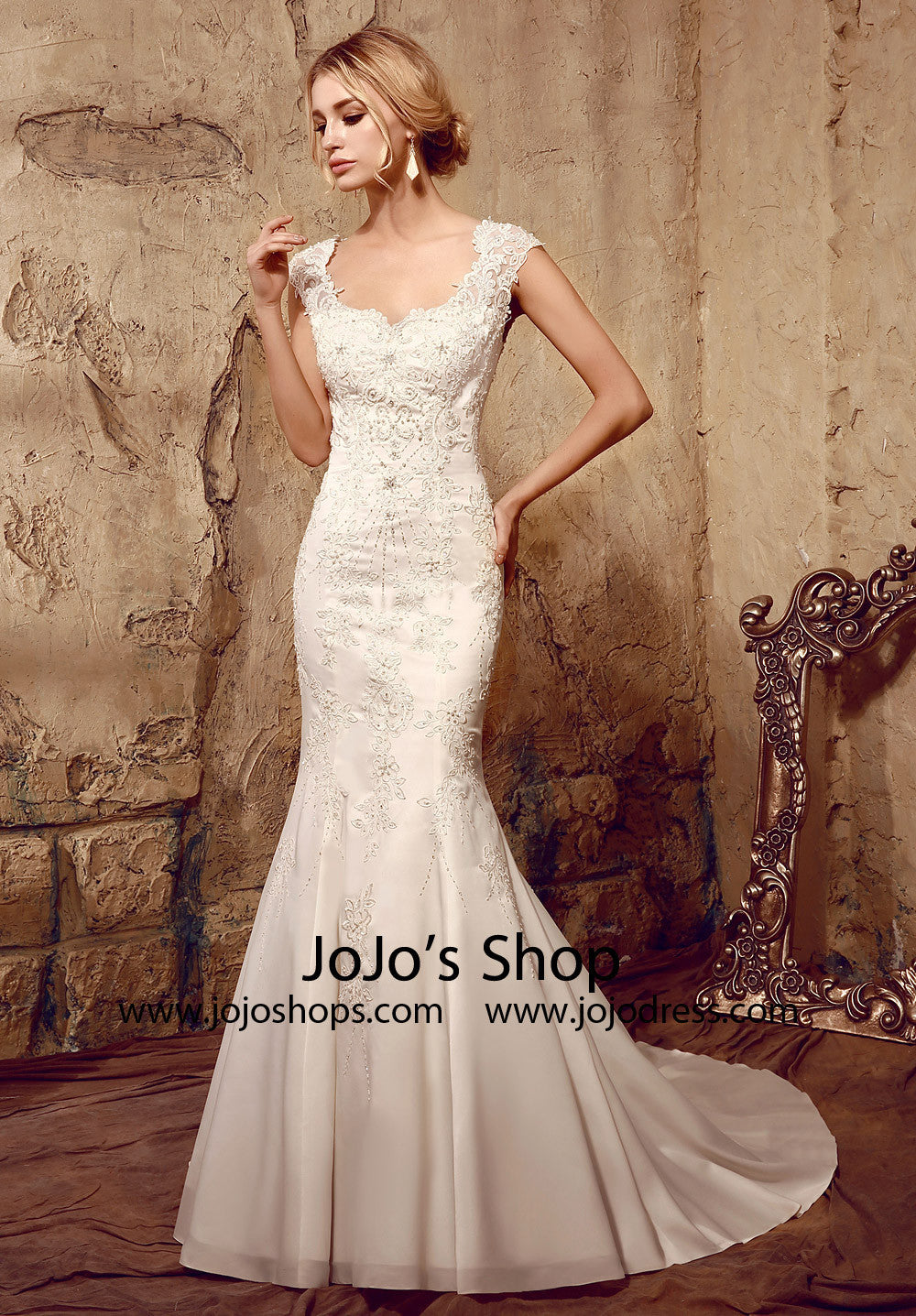 Vintage Style Fit and Flare Lace Mermaid Dress | HL1016 Custom Size / Ivory Vintage Style Fit and Flare Lace Mermaid Dress | HL1016 Custom Size / Ivory
