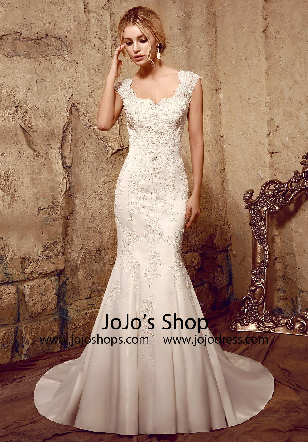 Vintage Style Fit and Flare Lace Mermaid Dress | HL1016 Custom Size / Ivory Vintage Style Fit and Flare Lace Mermaid Dress | HL1016 Custom Size / Ivory