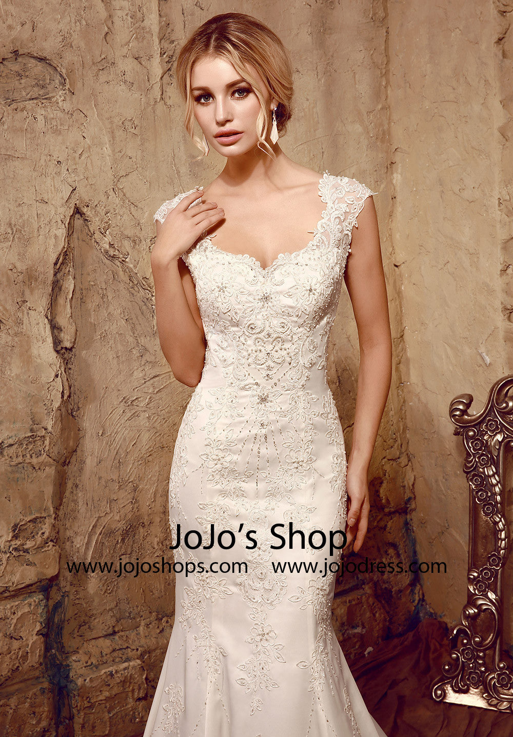 Vintage Style Fit and Flare Lace Mermaid Dress | HL1016 Custom Size / Ivory Vintage Style Fit and Flare Lace Mermaid Dress | HL1016 Custom Size / Ivory