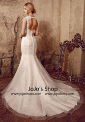 Open Keyhole Back Lace Mermaid Dress | HL1021