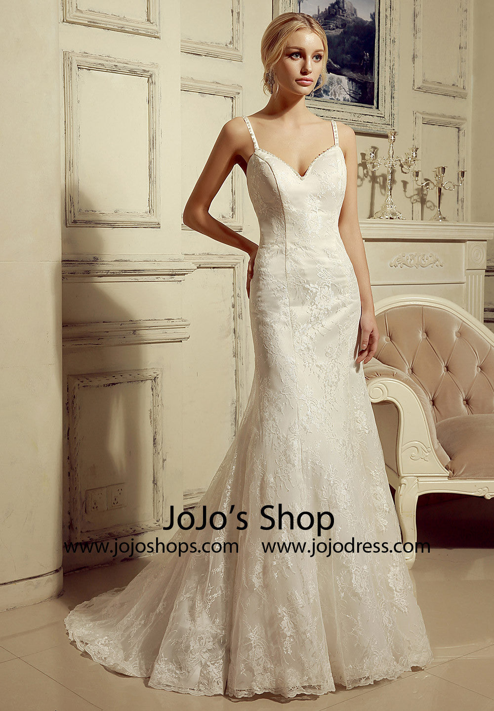 Vintage Style 2 Piece Lace Mermaid Dress with Lace Cape | HL1024