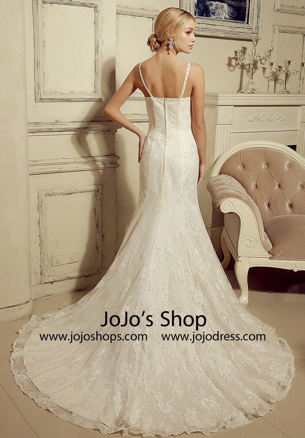 Vintage Style 2 Piece Lace Mermaid Dress with Lace Cape | HL1024