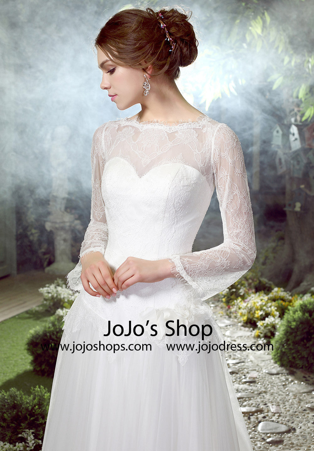 Whimsical Lace A-line Dress with Tulle Skirt | HL1026