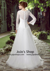 Whimsical Lace A-line Dress with Tulle Skirt | HL1026