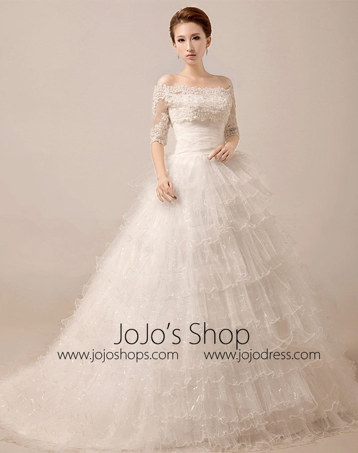 2 Piece Tiered Ball Gown Debutante Wedding Dress | MX5016