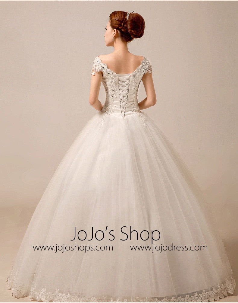 Cap Sleeves Princess Ball Gown Wedding Dress Debutante Dress