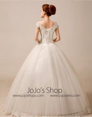 Cap Sleeves Princess Ball Gown Wedding Dress Debutante Dress