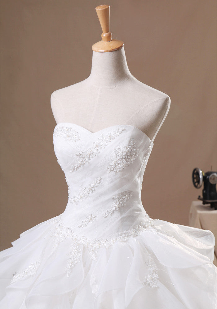Strapless Ball Gown Princess Ruffle Wedding Dress G1092