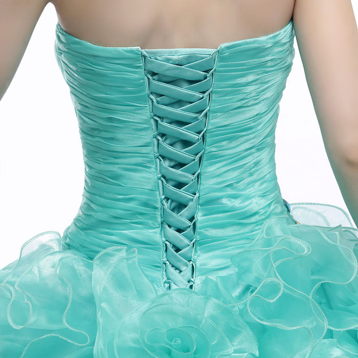 Strapless Turquoise Formal Quinceanera Ball Gown
