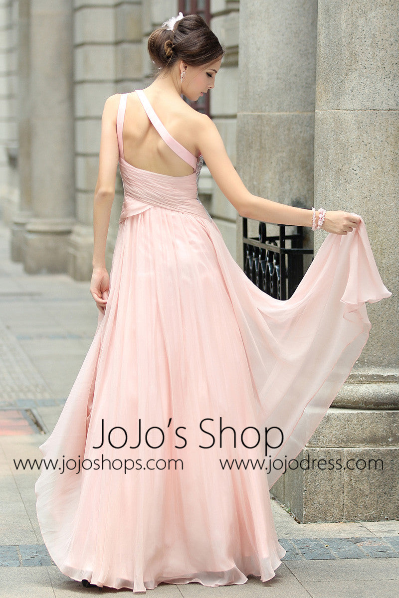 Pink Grecian Goddess One Shoulder Prom Formal Evening Dress Medium / Pink Pink Grecian Goddess One Shoulder Prom Formal Evening Dress Medium / Pink