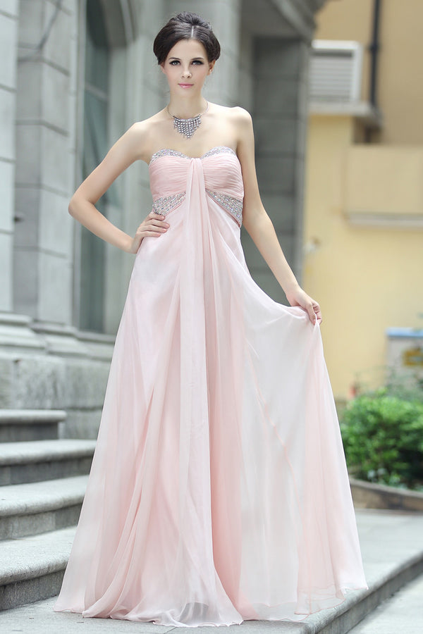 Strapless Pink Long Evening Formal Dress