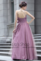 Purple Grecian Prom Formal Evening Dress with Sparkly Jewel Neckline