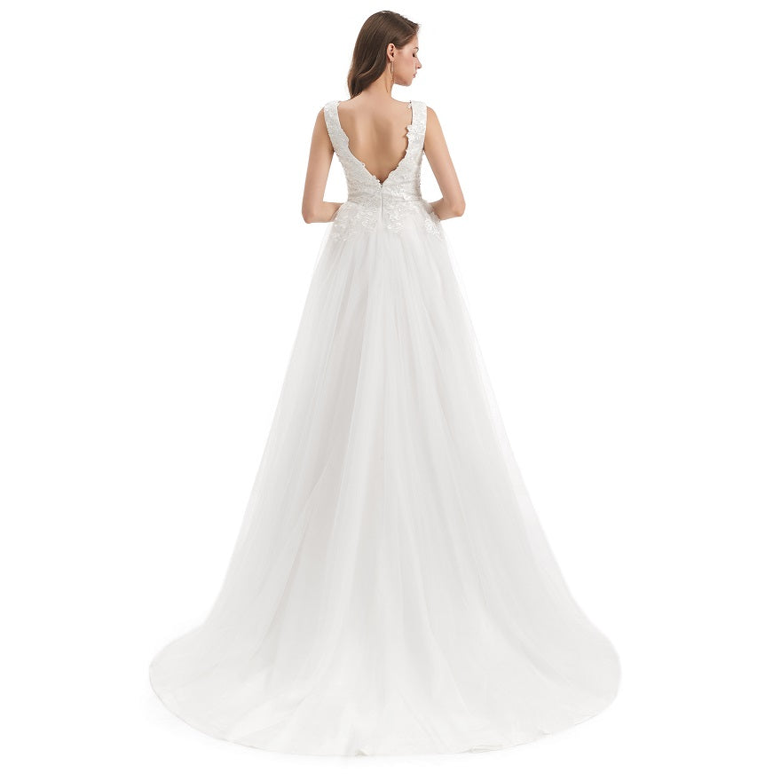 Plunging Neckline Lace A-line Wedding Dress EN4810