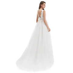 Plunging Neckline Lace A-line Wedding Dress EN4810