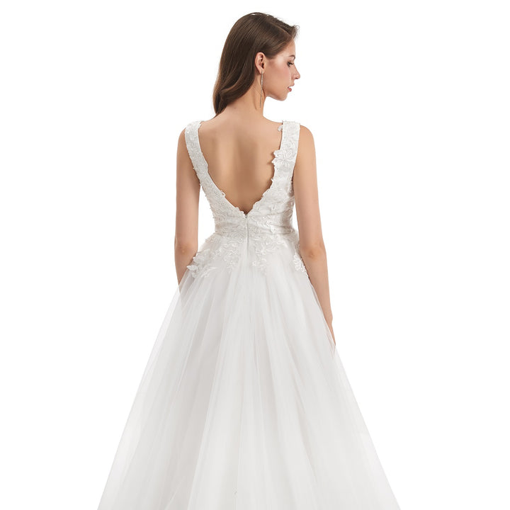 Plunging Neckline Lace A-line Wedding Dress EN4810