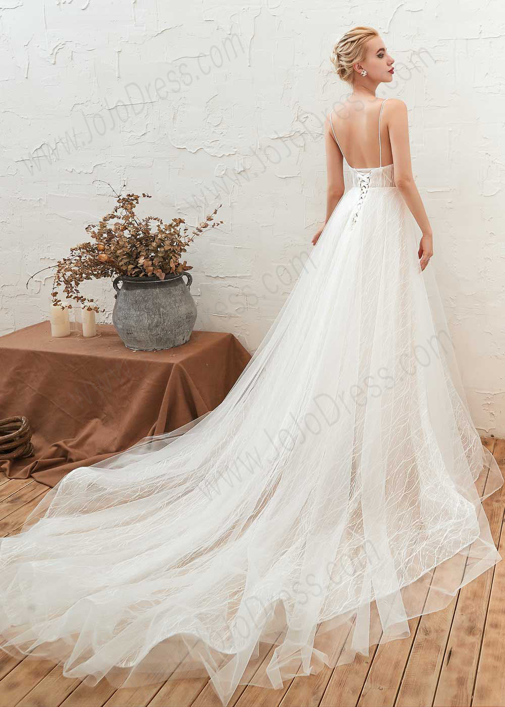 V Neck A-line Lace Dress