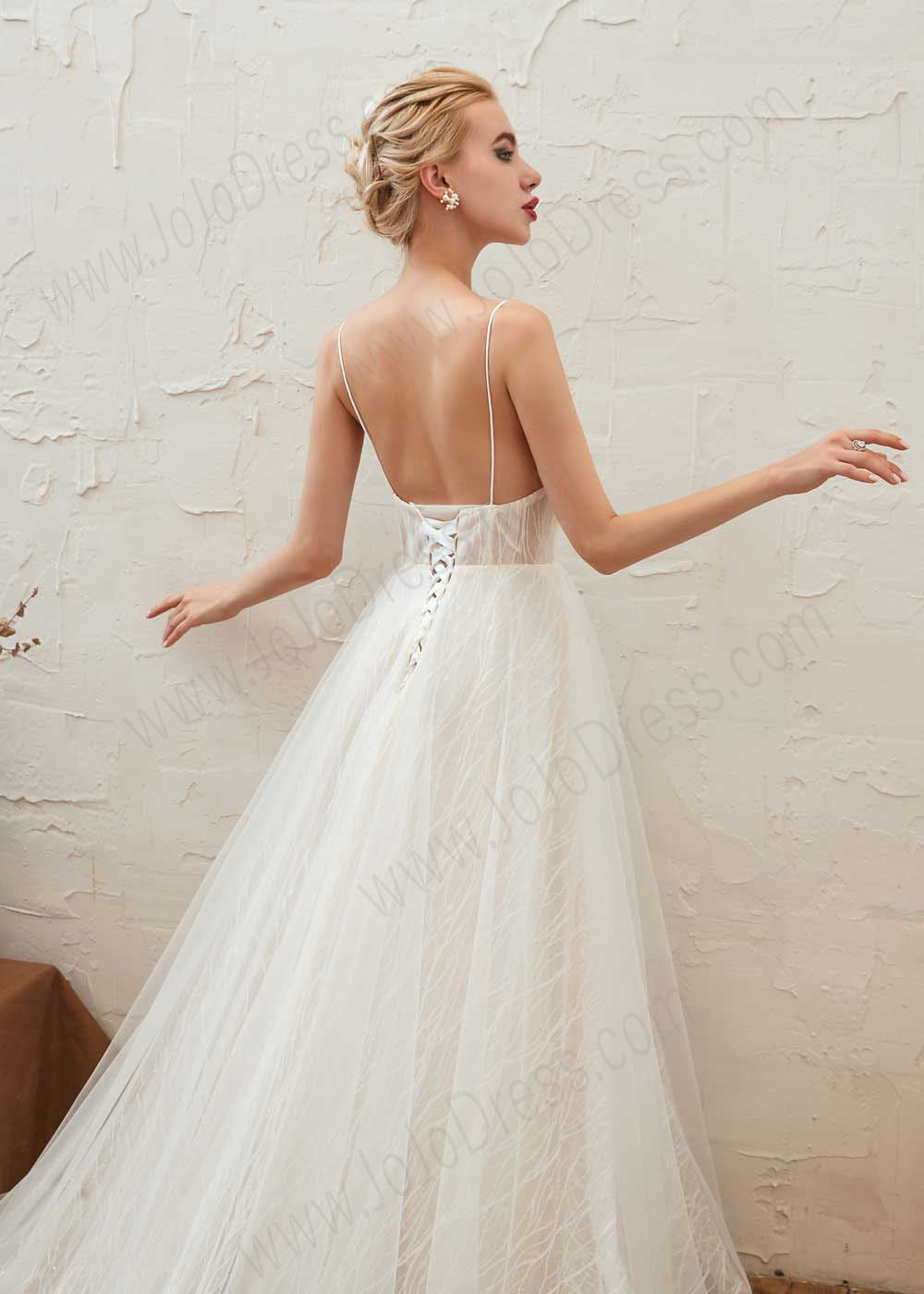 V Neck A-line Lace Dress