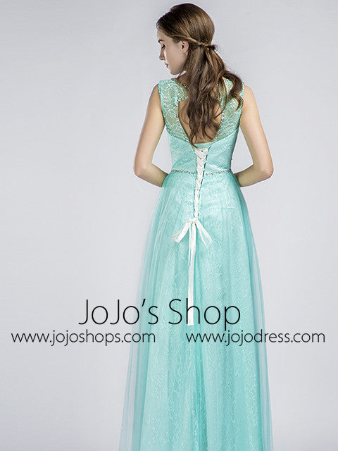 Aqua Long Beaded Prom Formal Evening Dress