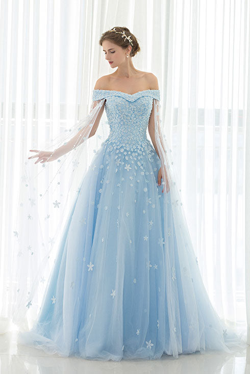 Blue Elsa Gown Prom Formal Dress EN903