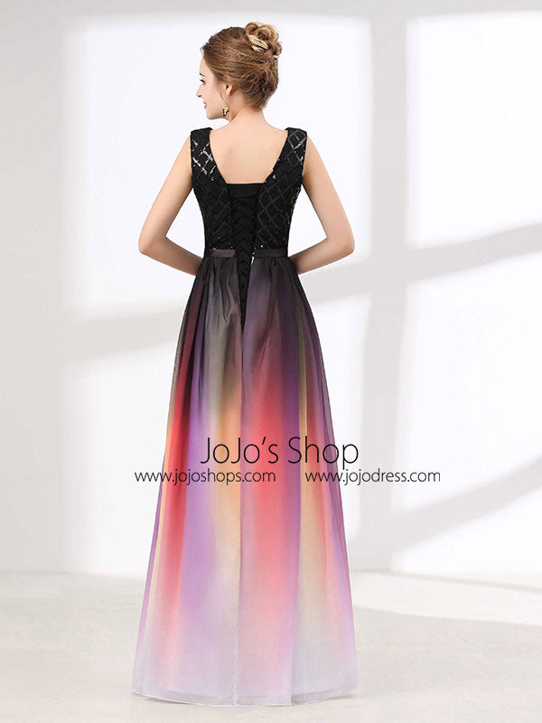 Elegant Black Changing Color Formal Prom Evening Dress
