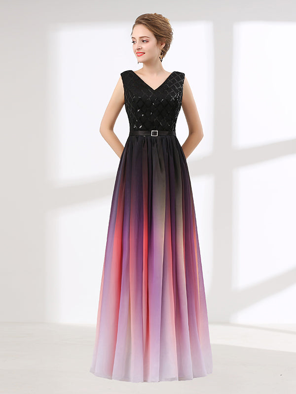 Elegant Black Changing Color Formal Prom Evening Dress