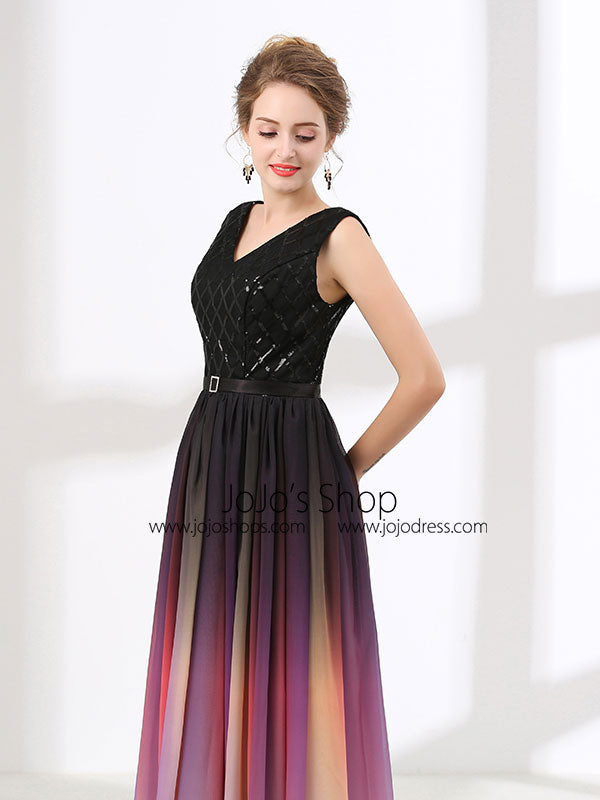 Elegant Black Changing Color Formal Prom Evening Dress