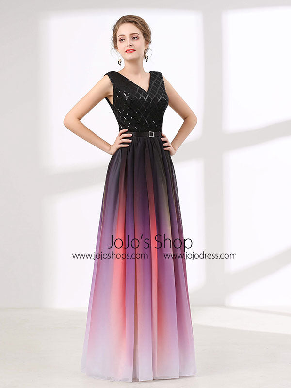 Elegant Black Changing Color Formal Prom Evening Dress