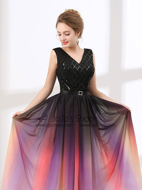 Elegant Black Changing Color Formal Prom Evening Dress
