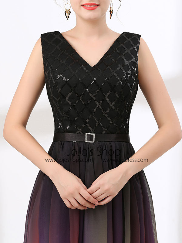 Elegant Black Changing Color Formal Prom Evening Dress