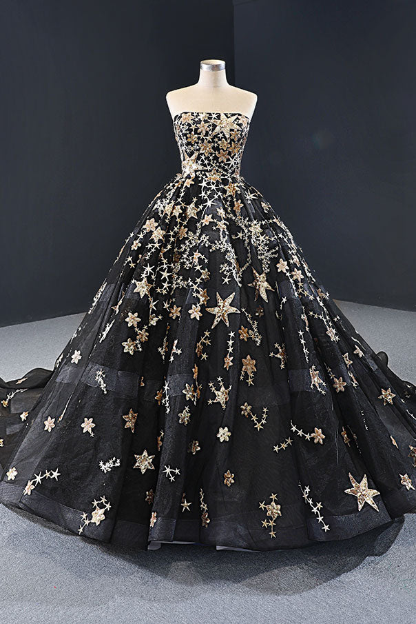 Black Gold Galaxy Ball Gown Formal Evening Gown RS2009 Black Gold Galaxy Ball Gown Formal Evening Gown RS2009