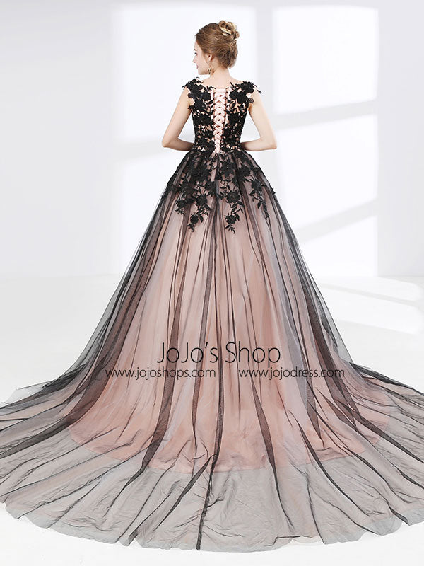 Black Lace Ball Gown Formal Prom Dress Size 16 / Black
