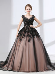Black Lace Ball Gown Formal Prom Dress