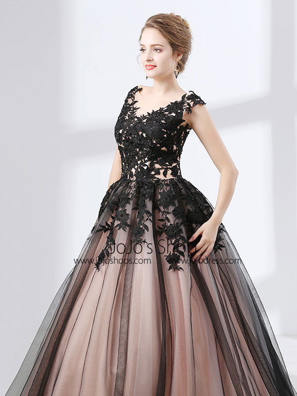 Black Lace Ball Gown Formal Prom Dress