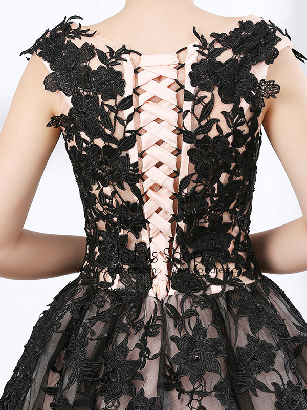 Black Lace Ball Gown Formal Prom Dress