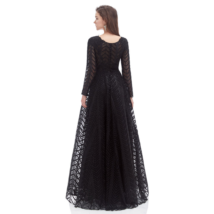 Black Maxi Lace Long Formal Evening Dress EN4607